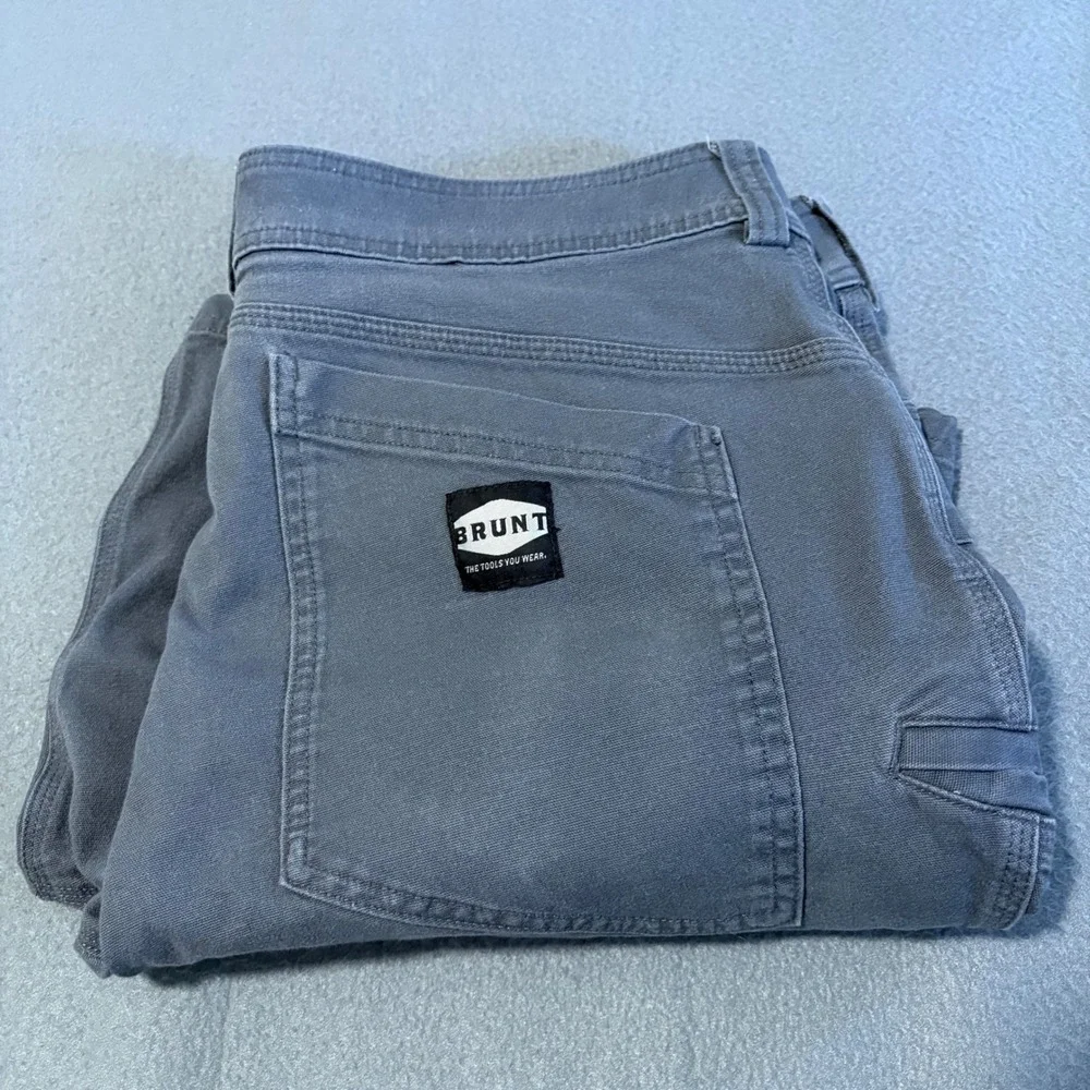 Brunt The Martin Short Mens 38x10 Gray Utility Cargo Canvas Workwear Stained
